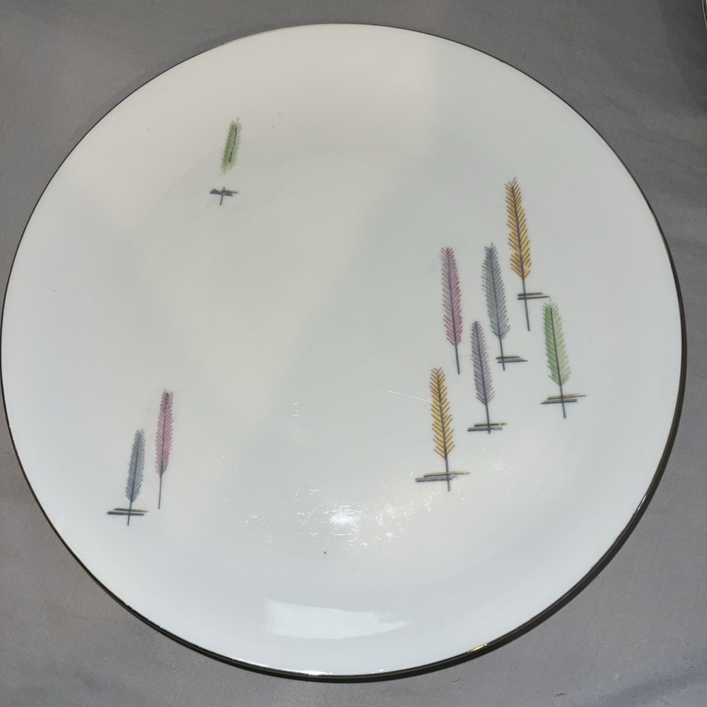 2 WINTERLING Bavaria MCM mid century modern pastel WHEAT feather Dinner Plates